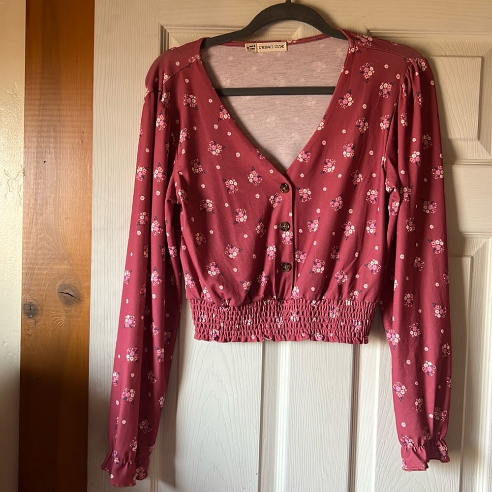 Long sleeve top with smocked bottom